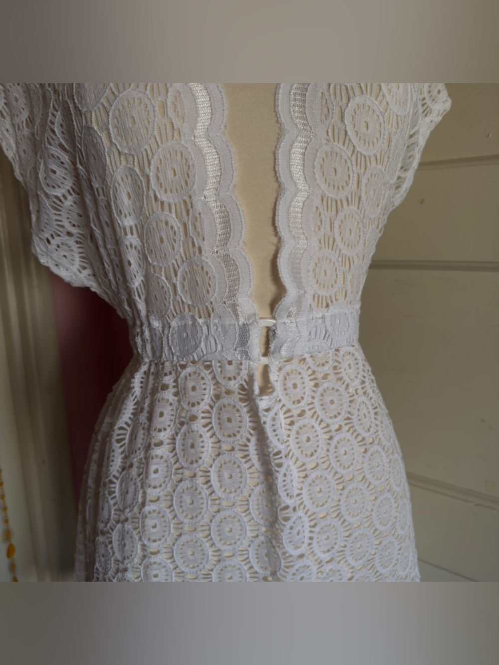 Dotti White Lace Swim Cover Up Dress Boho Beach Sheer NWT - Picture 5 of 12